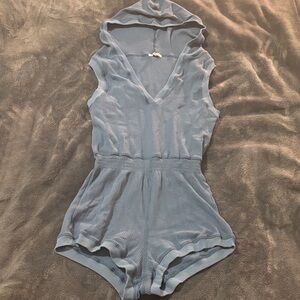 Women's Blue Hooded Swim coverup